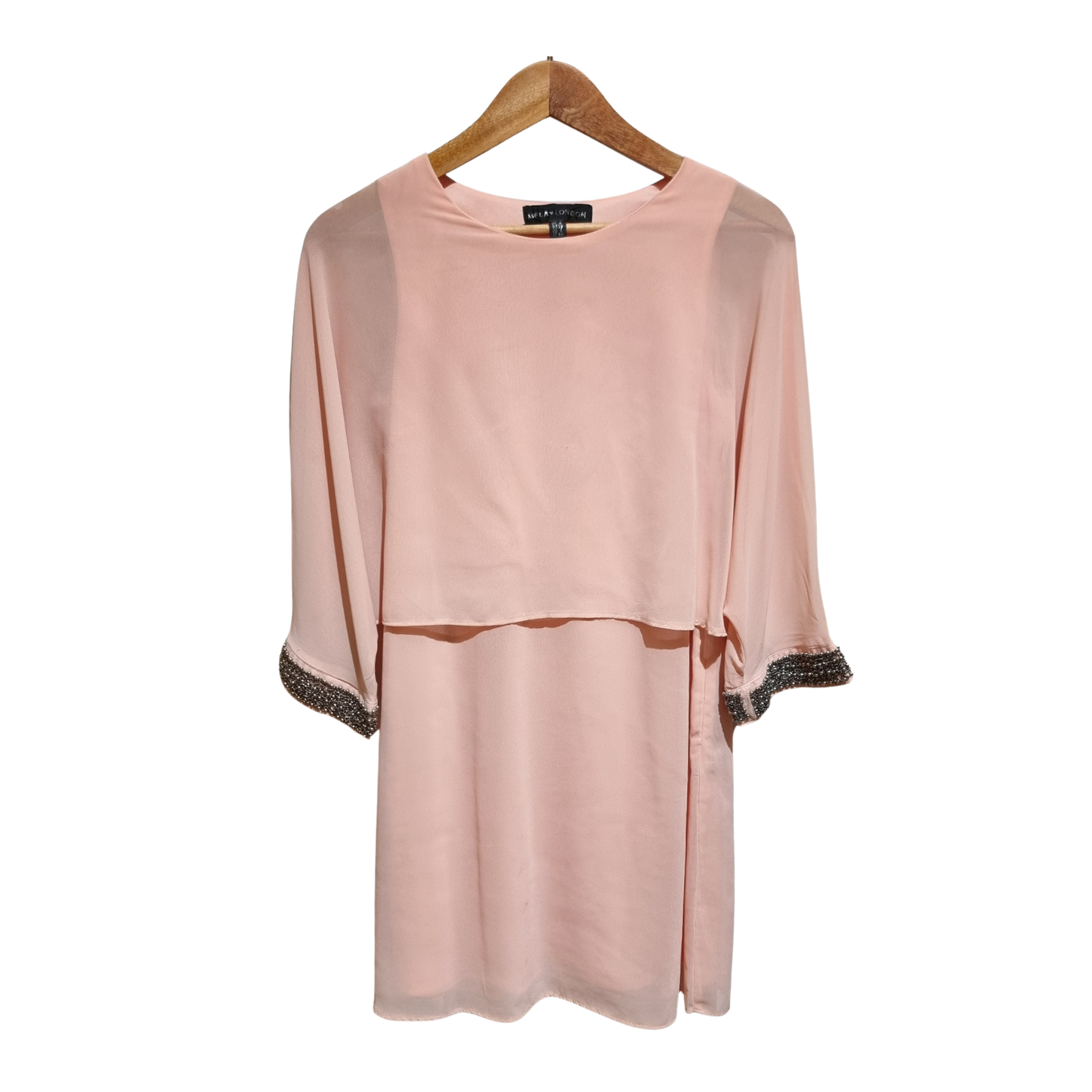 Beaded Cuff Layered Chiffon Tunic