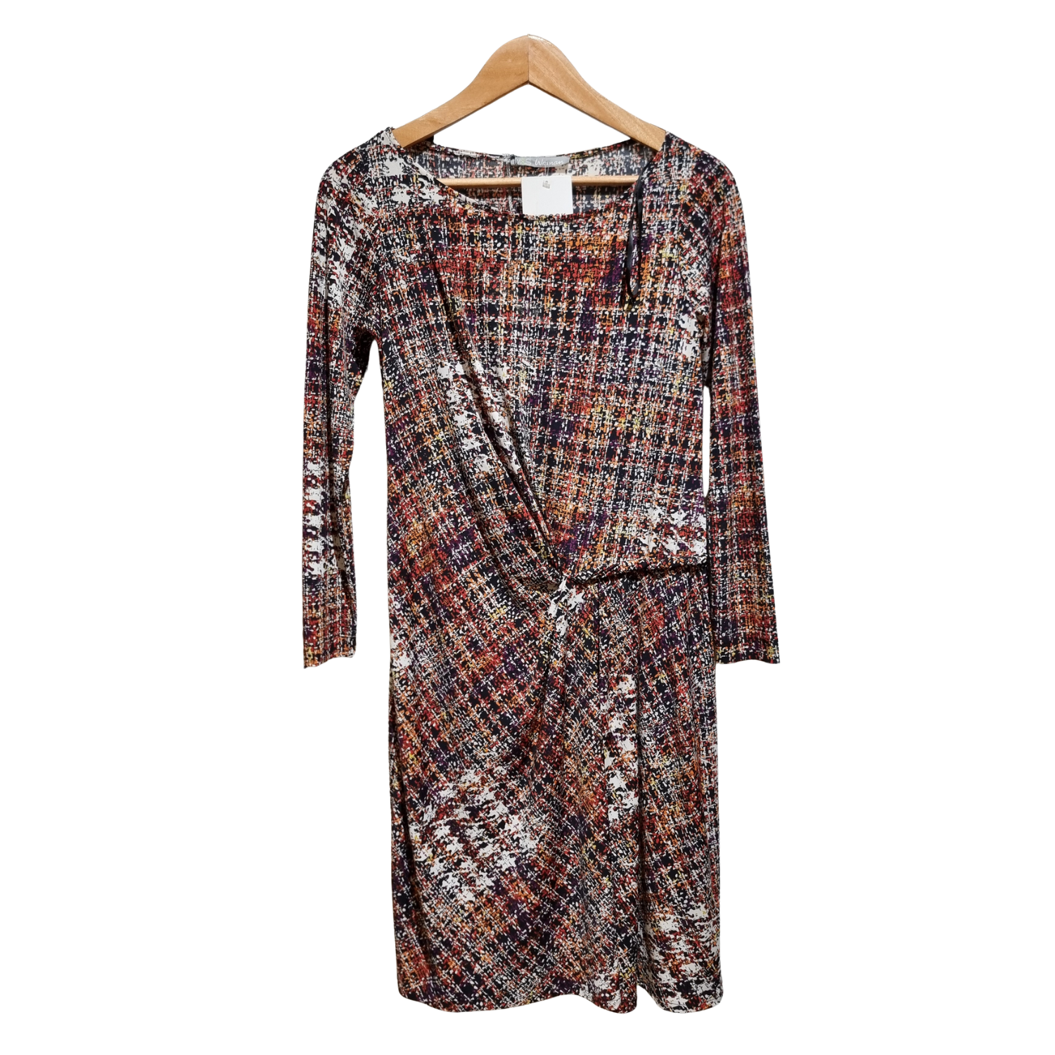 Tweed-Print Twist Front Bodycon Dress