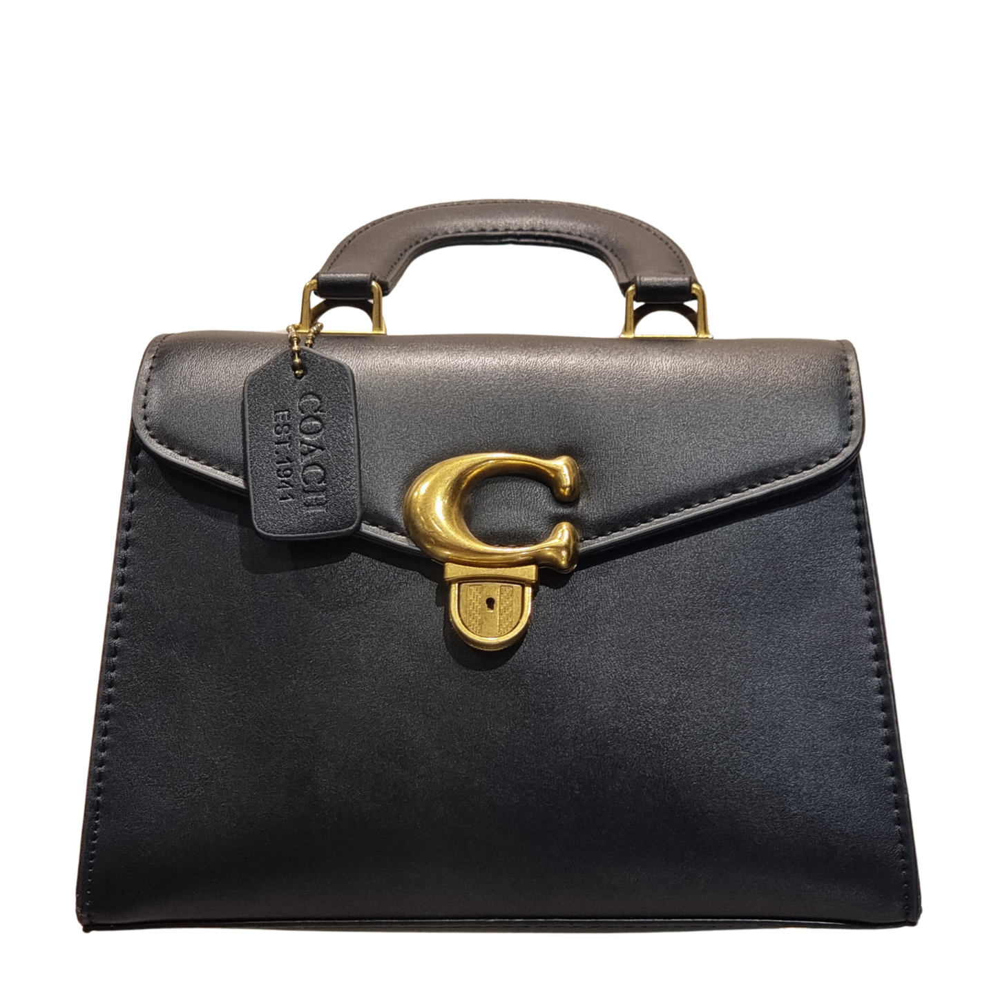 Coach Tabby Top Handle Bag in Signature Canvas and Tan Leather with Brass Hardware