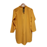 Elegant Mustard Yellow Modest Co-Ord Set – Zipper Neck Tunic Top with Wide Leg Pants U(0296)