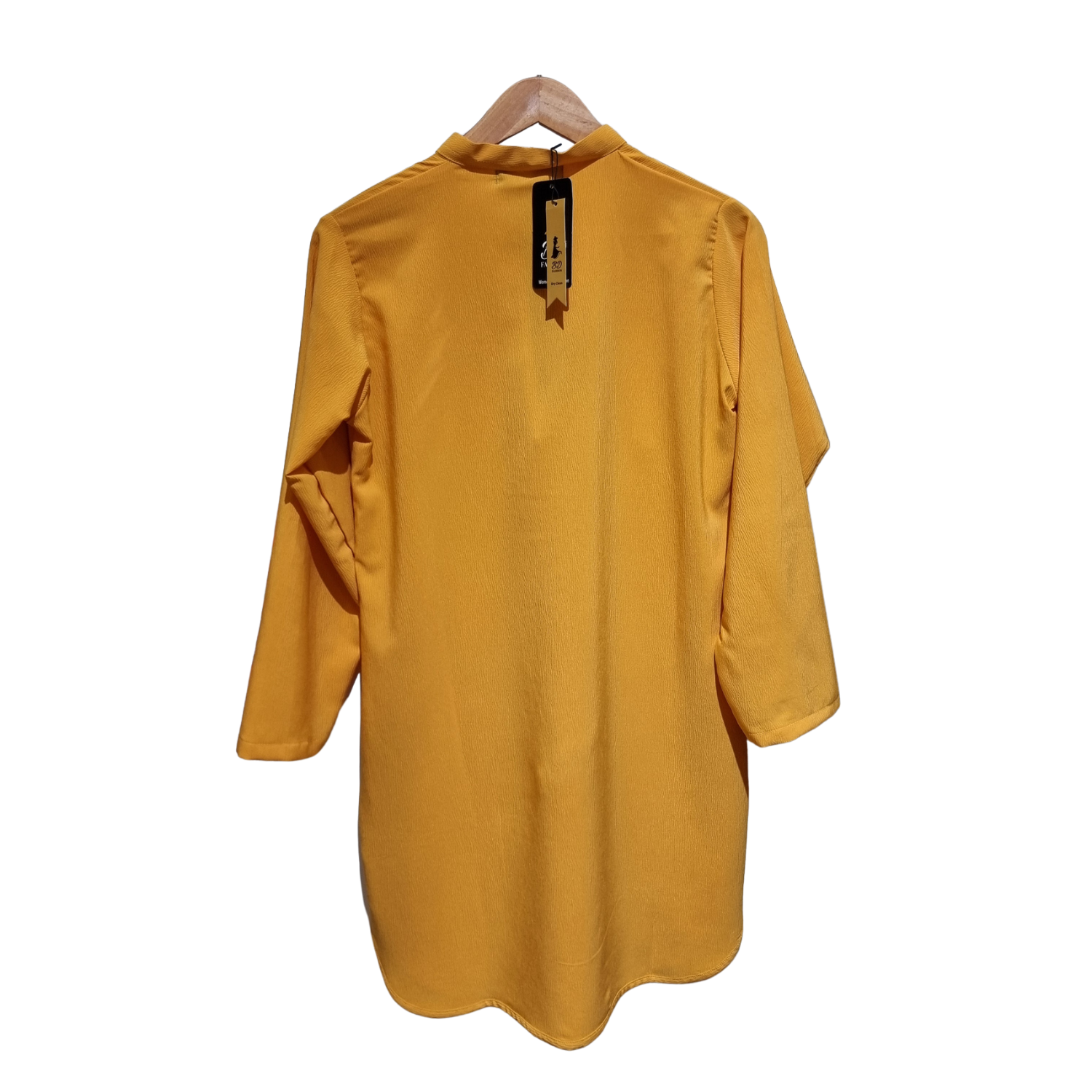 Elegant Mustard Yellow Modest Co-Ord Set – Zipper Neck Tunic Top with Wide Leg Pants U(0296)