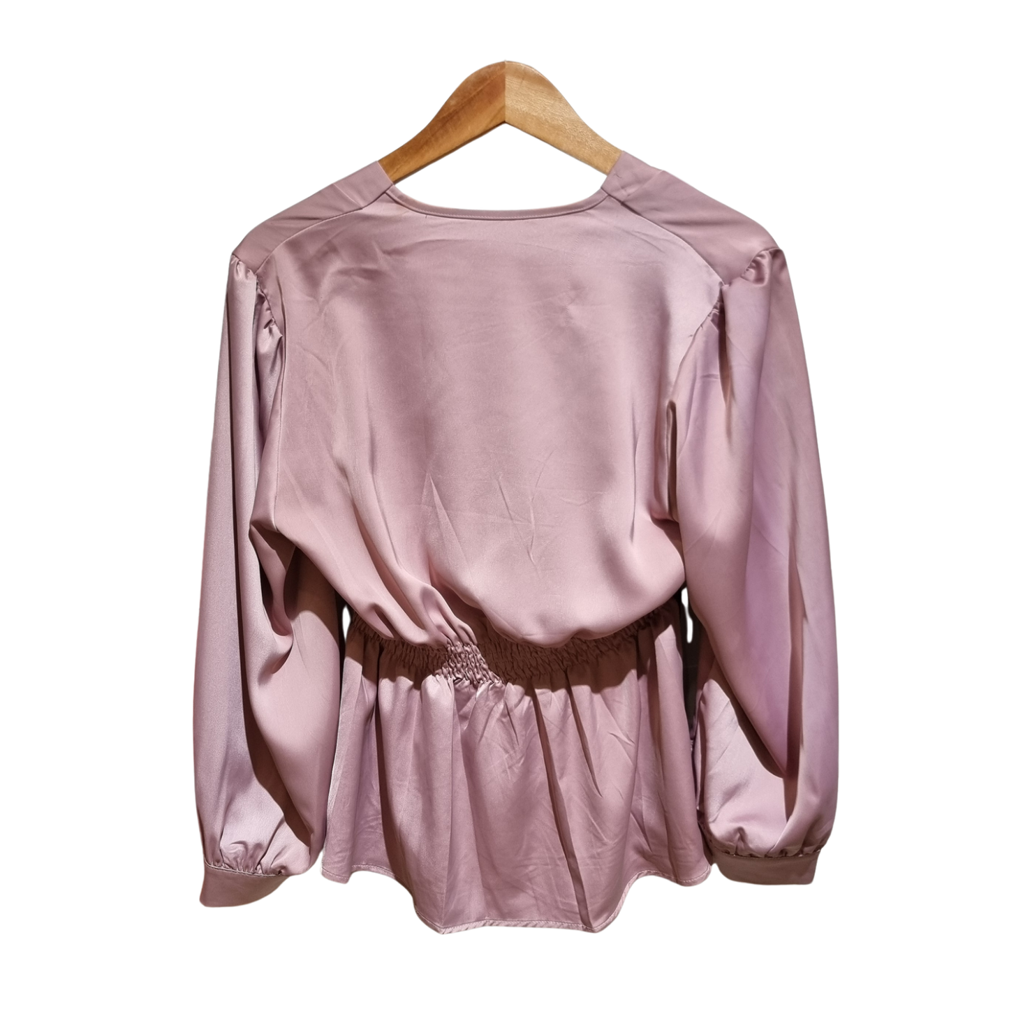 Satin Surplice Knotted Blouse