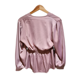 Satin Surplice Knotted Blouse