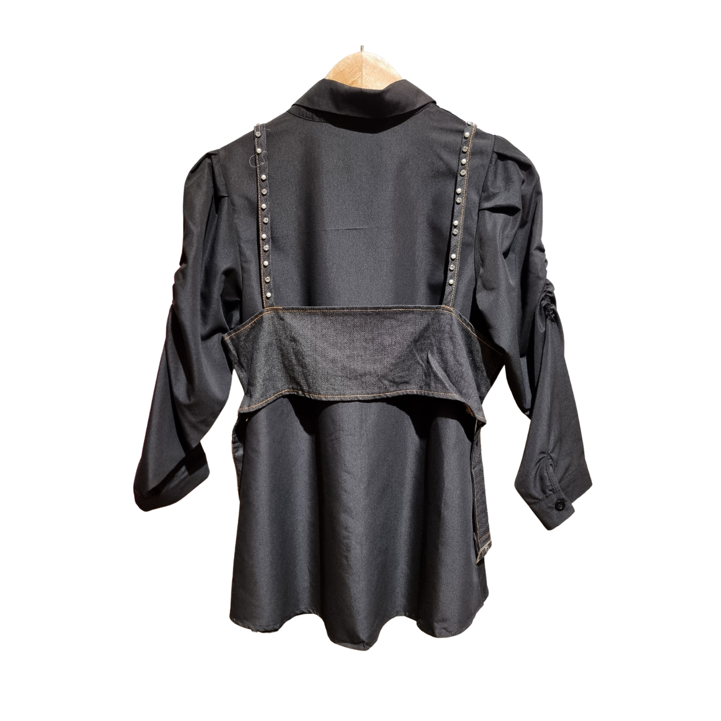 Pearl-Embellished Layered Shirt Set