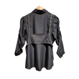 Pearl-Embellished Layered Shirt Set