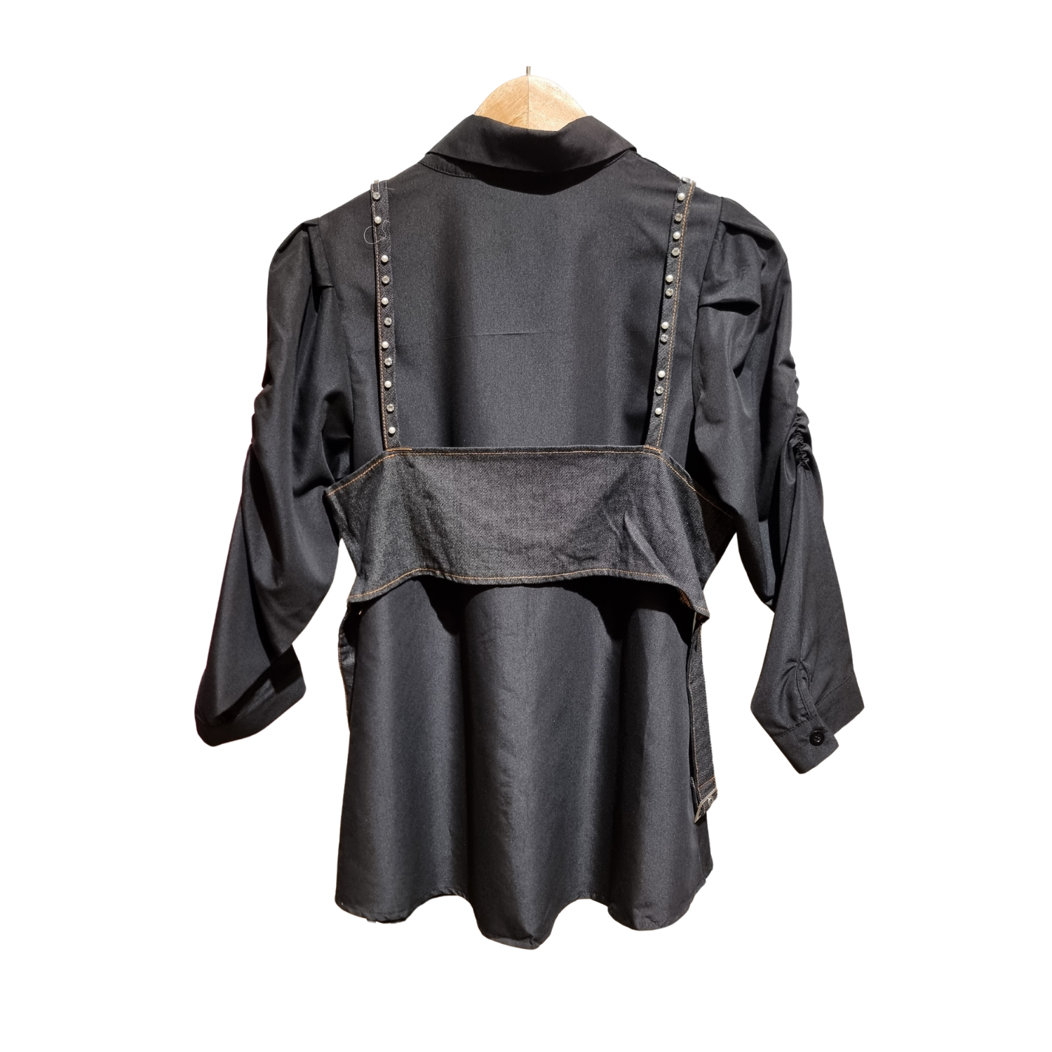 Pearl-Embellished Layered Shirt Set