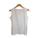 Cute Little Cat Graphic White Sleeveless Tank Top for Women | Soft Summer Casual Tee U(0313)