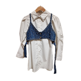 Pearl-Embellished Layered Shirt Set