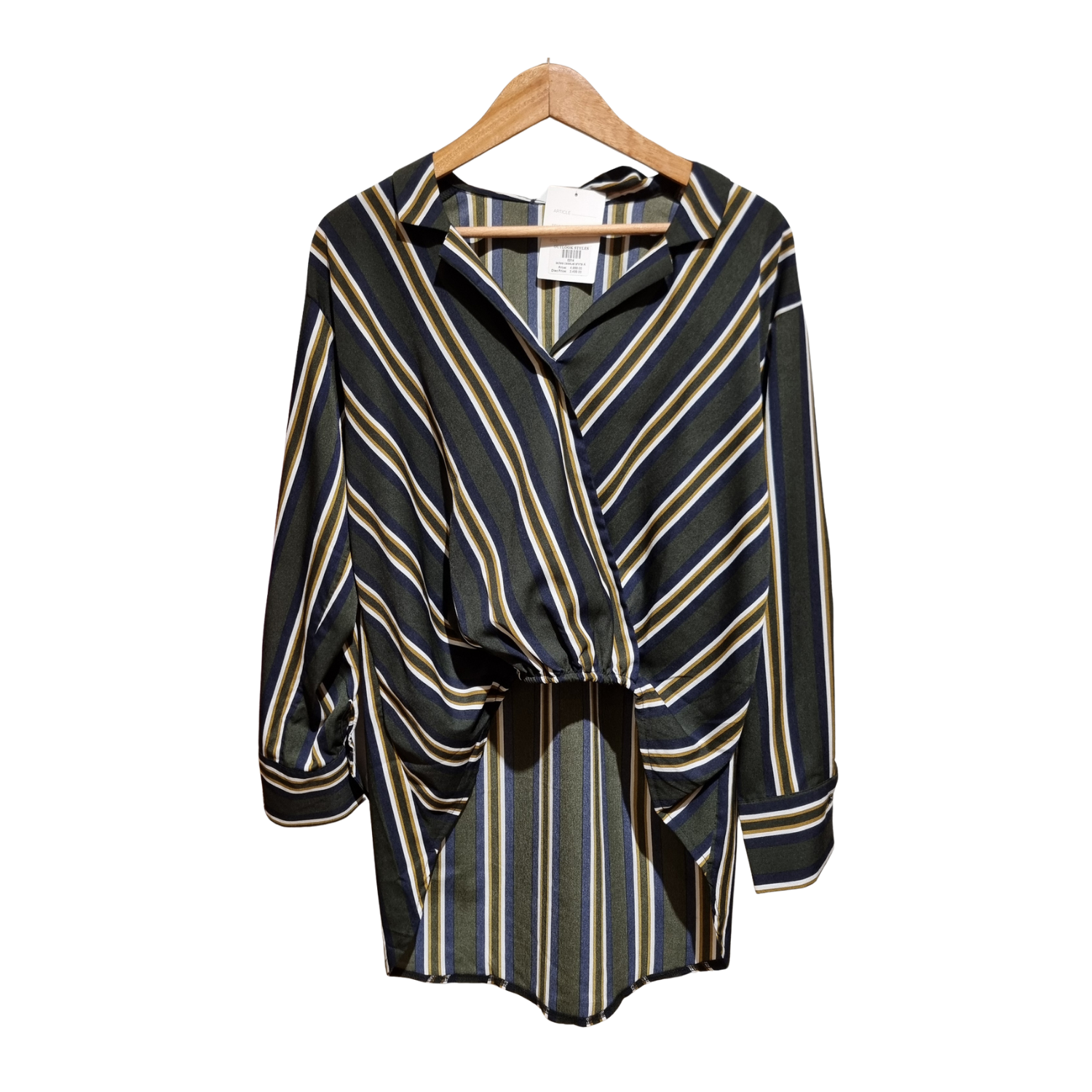 Striped Surplice High-Low Blouse
