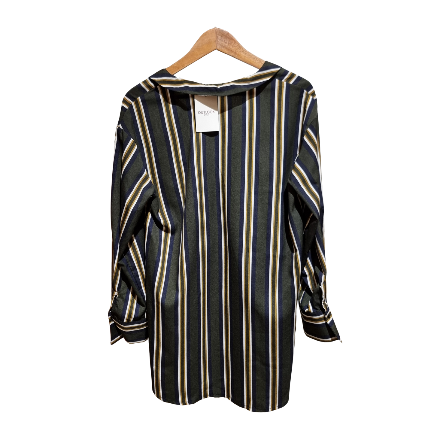 Striped Surplice High-Low Blouse