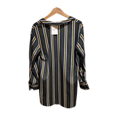 Striped Surplice High-Low Blouse
