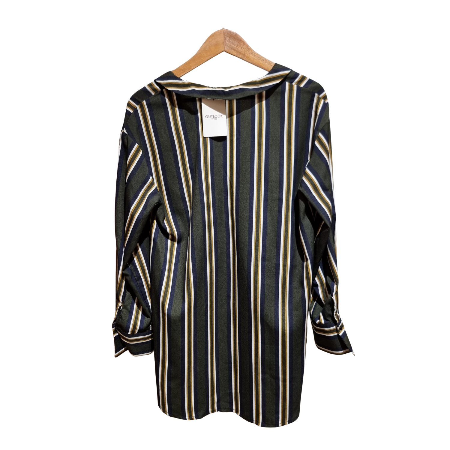Striped Surplice High-Low Blouse