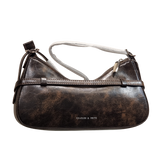 Charles & Keith Distressed Crinkled Leather Shoulder Bag – Vintage Dark Brown