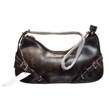Charles & Keith Distressed Crinkled Leather Shoulder Bag – Vintage Dark Brown