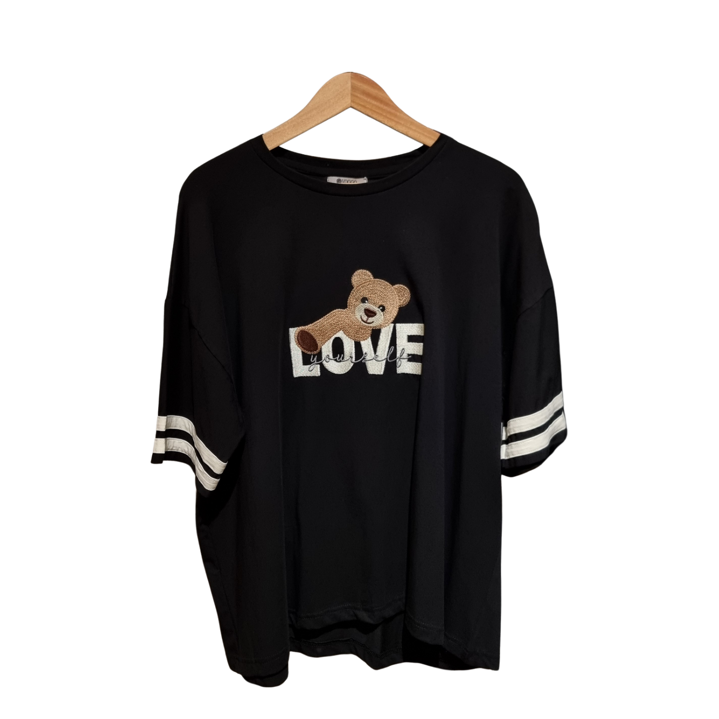 Cute Teddy Bear “Love Yourself” Women’s Oversized T-Shirt – Casual Streetwear Graphic Tee U(0297)