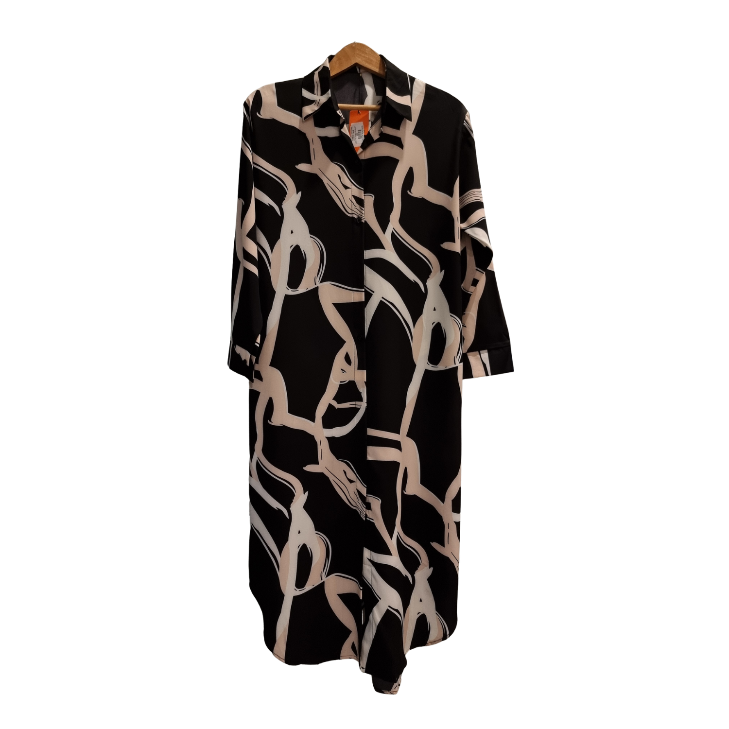 Luxury Abstract Print Long Shirt – Elegant Modest Shirt Dress for Women U(0284)