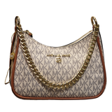 Michael Kors Jet Set Small Signature Logo Pochette Bag with Gold Chain