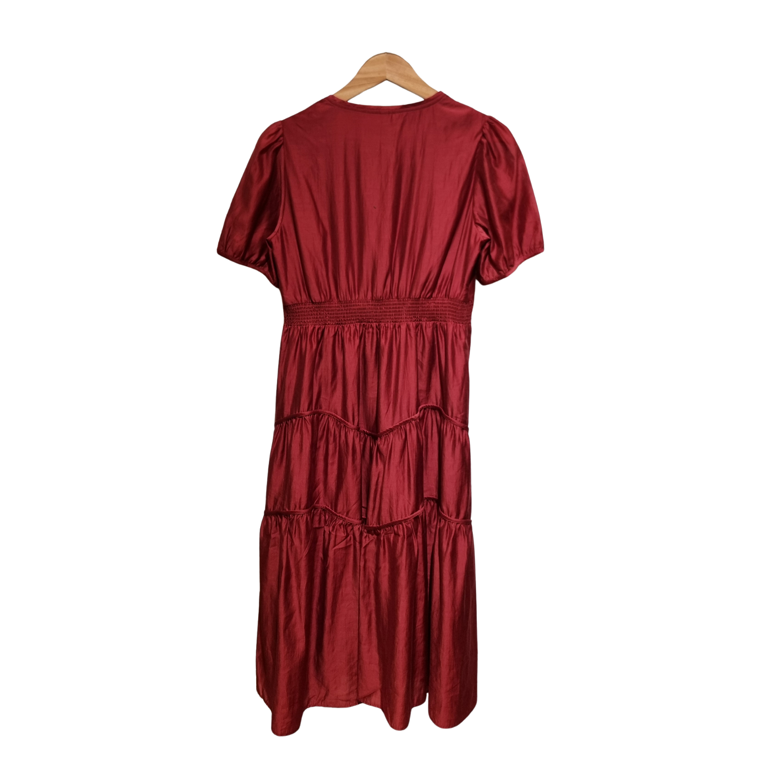 Elegant Women Summer Dress – Puff Sleeve Smocked Waist Casual Midi Dress | Soft Comfortable Fabric U(0285)