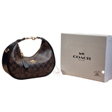 Coach Brown/Black Signature Monogram Crescent Shoulder Bag