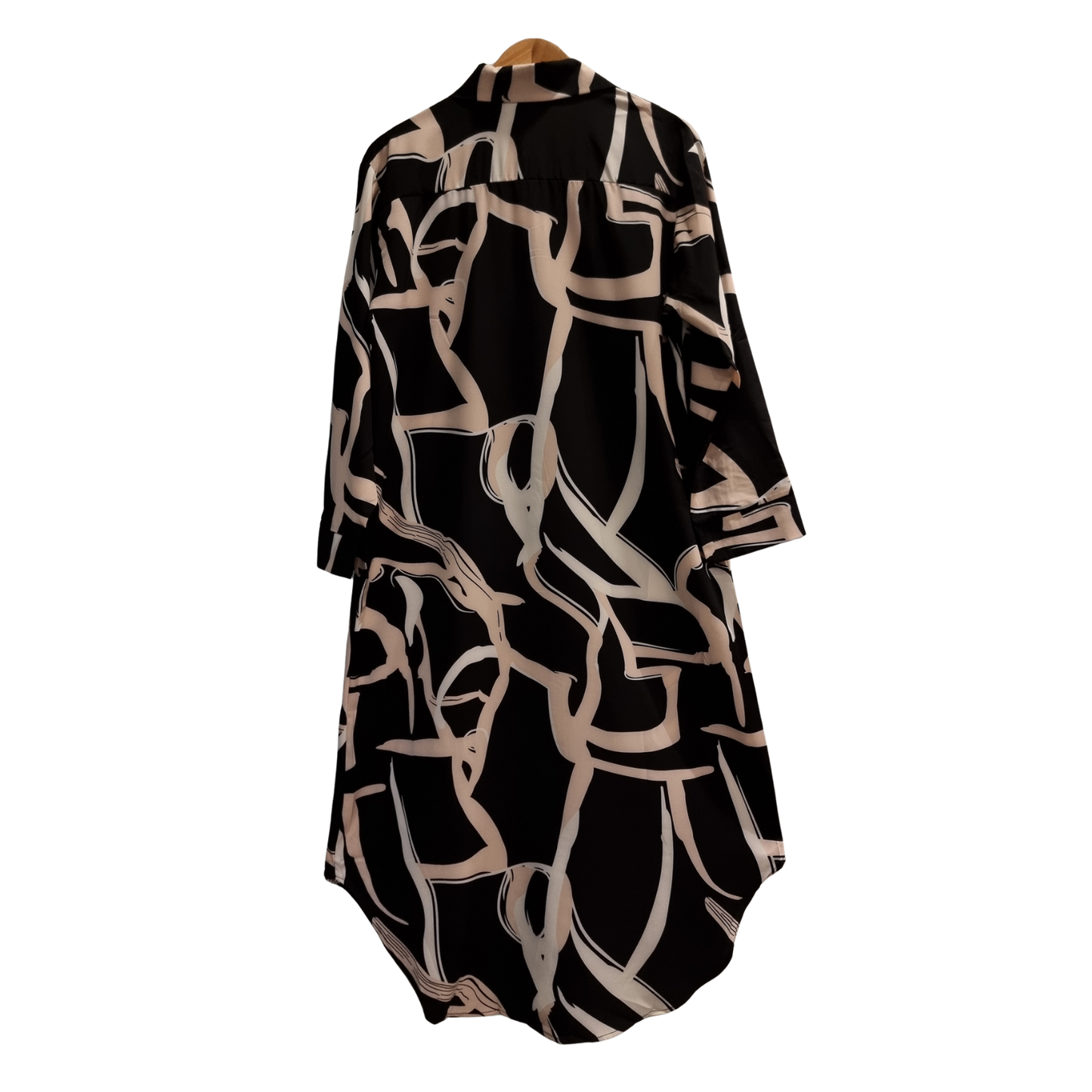 Luxury Abstract Print Long Shirt – Elegant Modest Shirt Dress for Women U(0284)