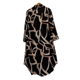 Luxury Abstract Print Long Shirt – Elegant Modest Shirt Dress for Women U(0284)