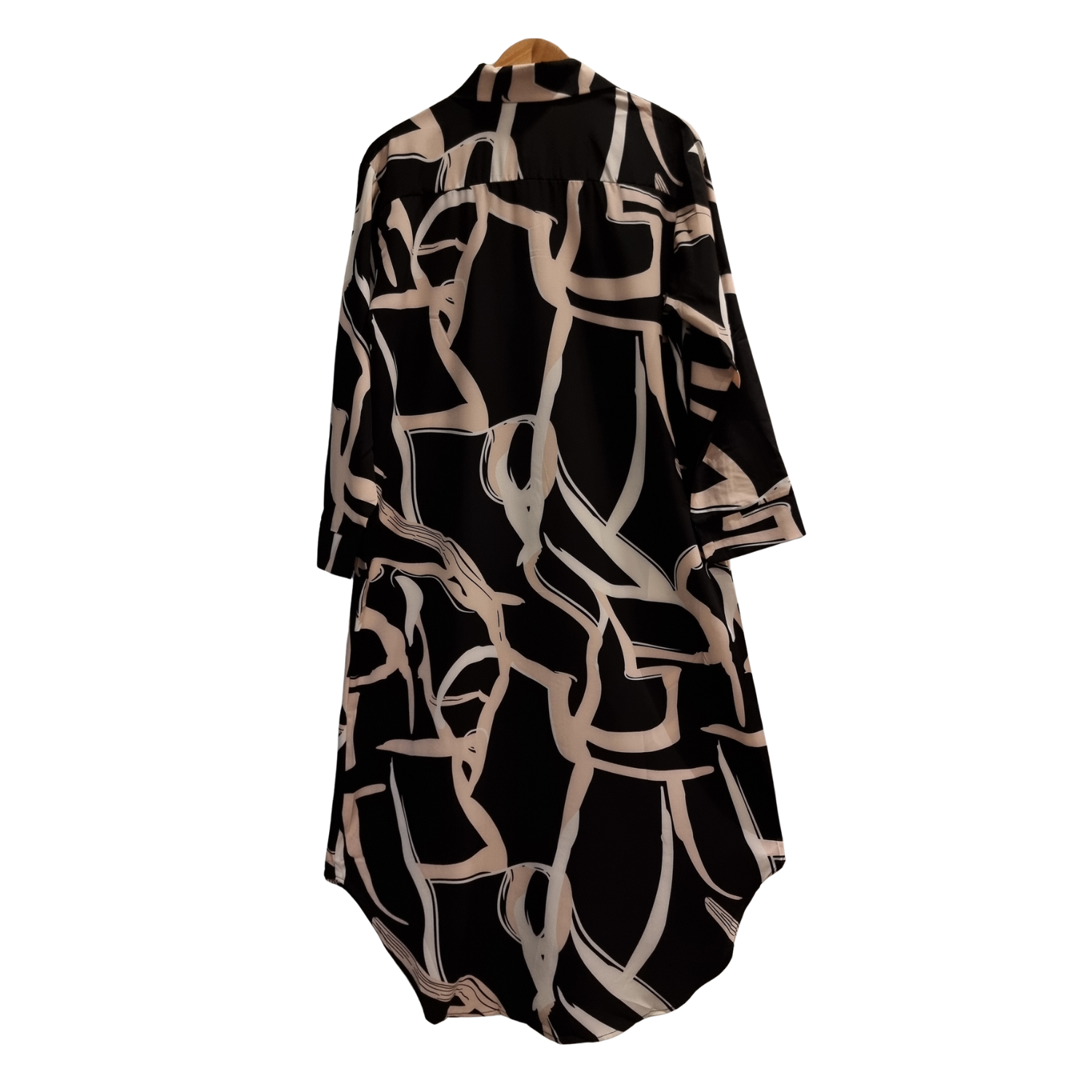 Luxury Abstract Print Long Shirt – Elegant Modest Shirt Dress for Women U(0284)