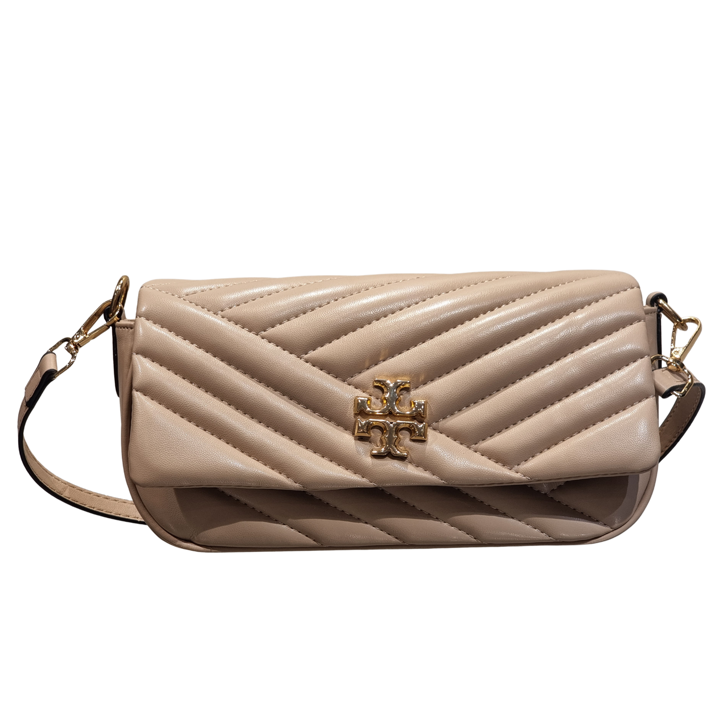 Tory Burch Kira Chevron Quilted Leather Small Flap Shoulder Bag in Devon Sand
