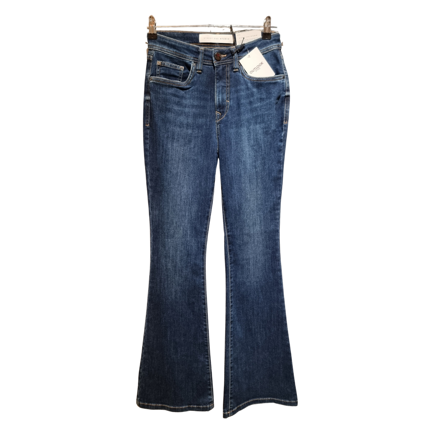 High-Rise Bootcut Jeans – Deep Indigo Wash