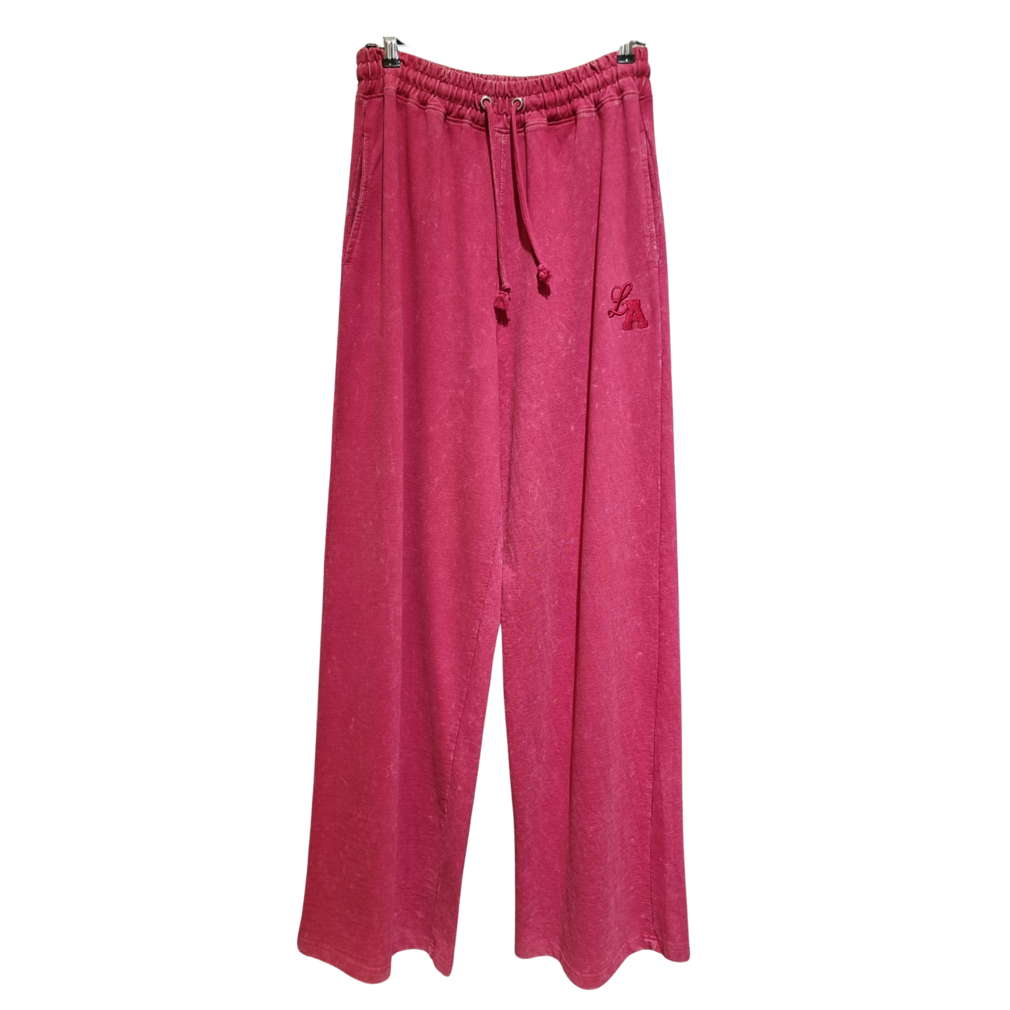 Acid-Wash Wide-Leg Joggers – Fuchsia Pink