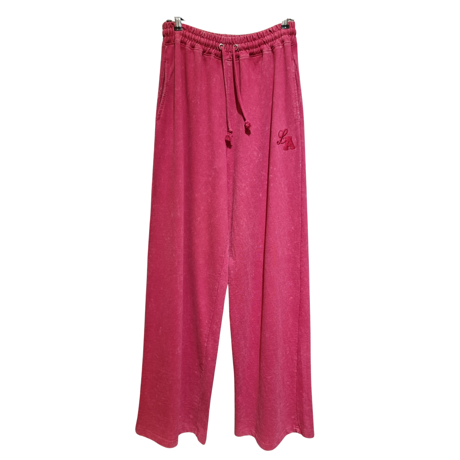 Acid-Wash Wide-Leg Joggers – Fuchsia Pink