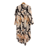Luxury Abstract Print Long Shirt – Elegant Modest Shirt Dress for Women U(0284)