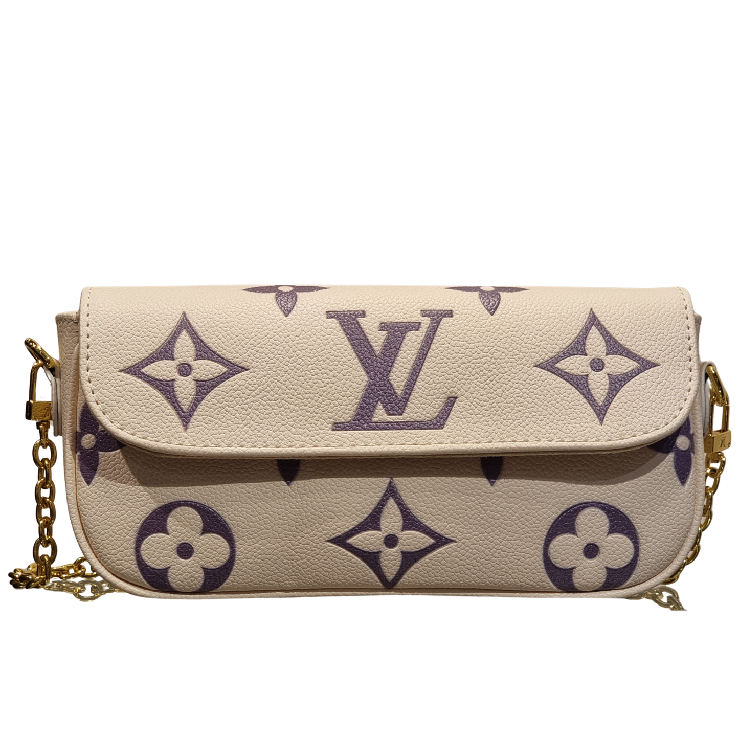 Louis Vuitton Bicolor Monogram Empreinte Leather Chain Flap Bag - Cream/Lilac