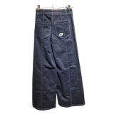 Contrast-Stitch Wide-Leg Trousers – Midnight Obsidian