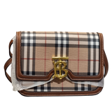 Burberry Smooth Leather TB Monogram Flap Bag with Gold Hardware