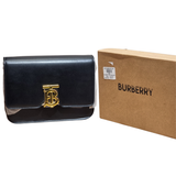 Burberry Smooth Leather TB Monogram Flap Bag with Gold Hardware