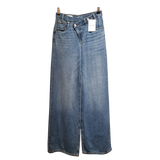Asymmetric Waist Wide-Leg Jeans – Classic Stonewash