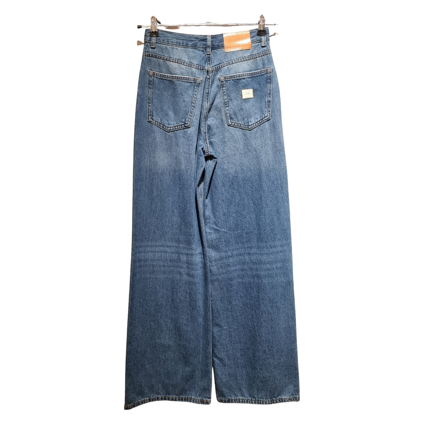 Asymmetric Waist Wide-Leg Jeans – Classic Stonewash