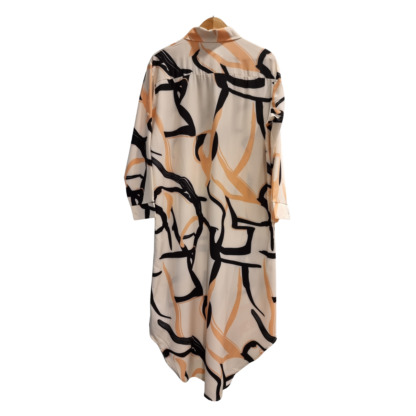 Luxury Abstract Print Long Shirt – Elegant Modest Shirt Dress for Women U(0284)