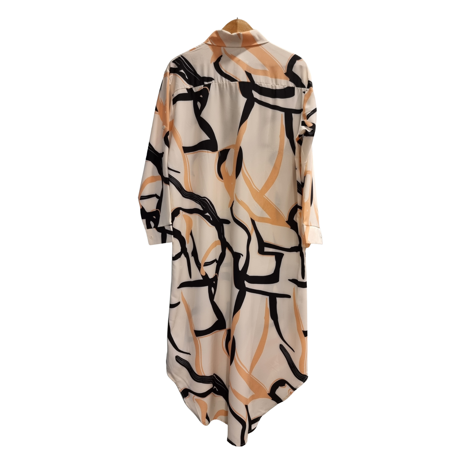 Luxury Abstract Print Long Shirt – Elegant Modest Shirt Dress for Women U(0284)