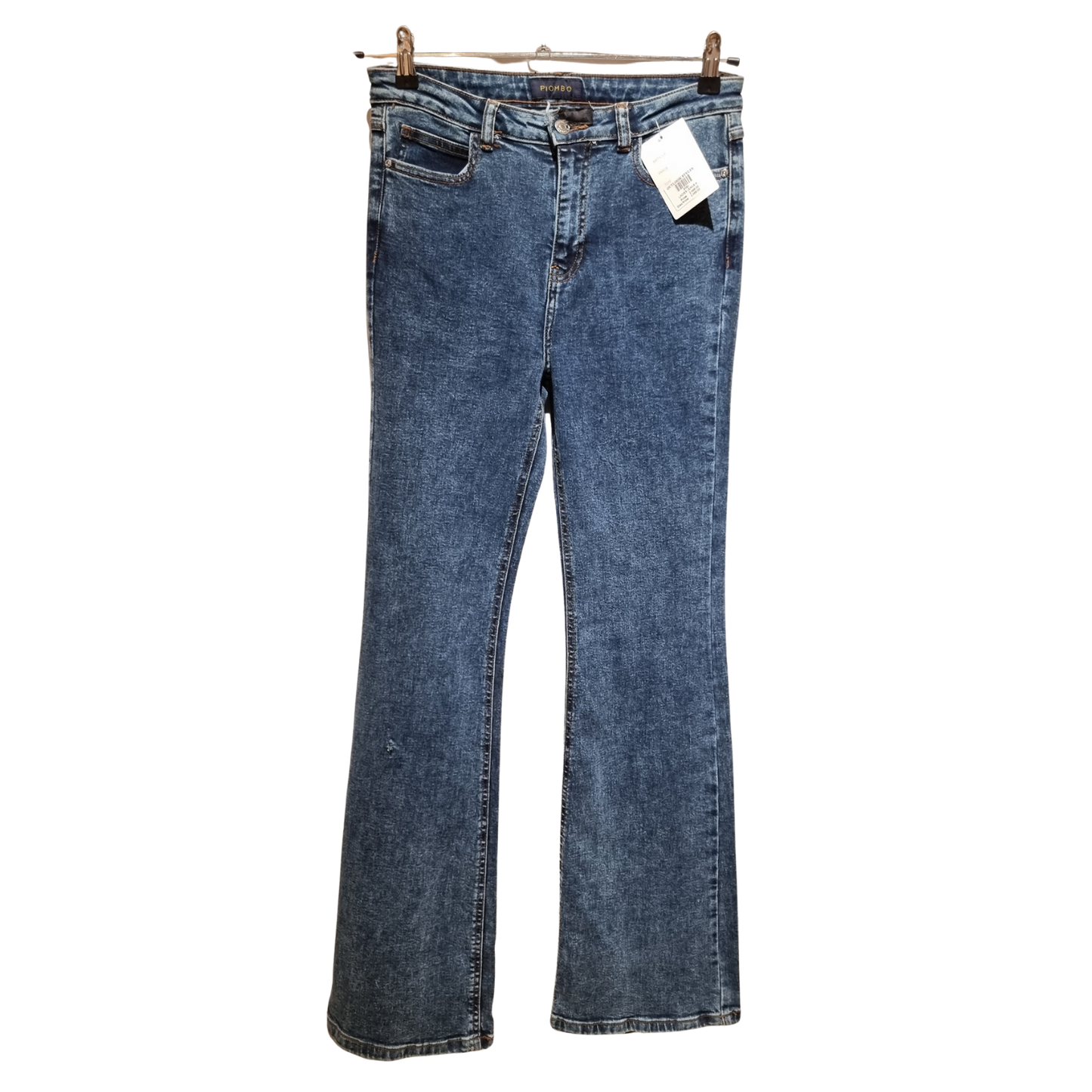 Slim Flare Jeans – Mid-Blue Acid Wash