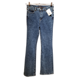 Slim Flare Jeans – Mid-Blue Acid Wash