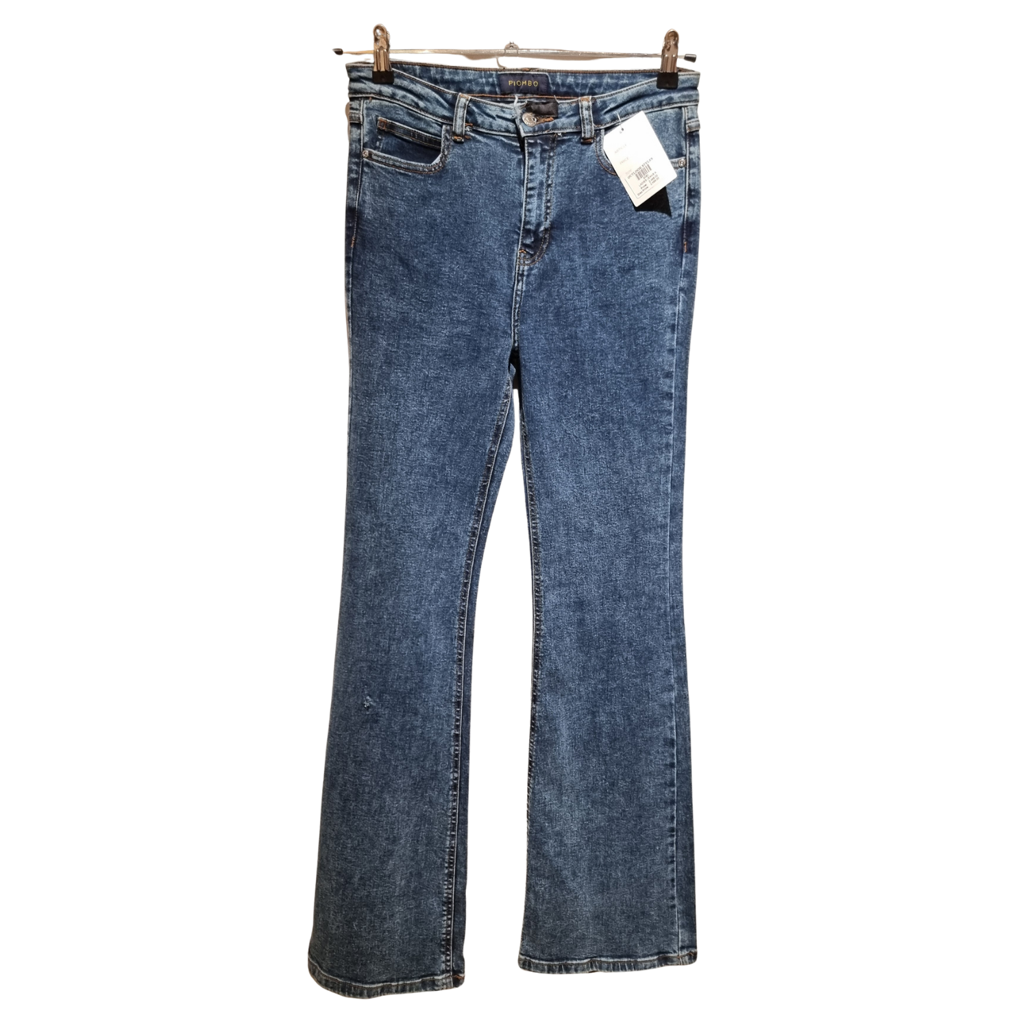Slim Flare Jeans – Mid-Blue Acid Wash