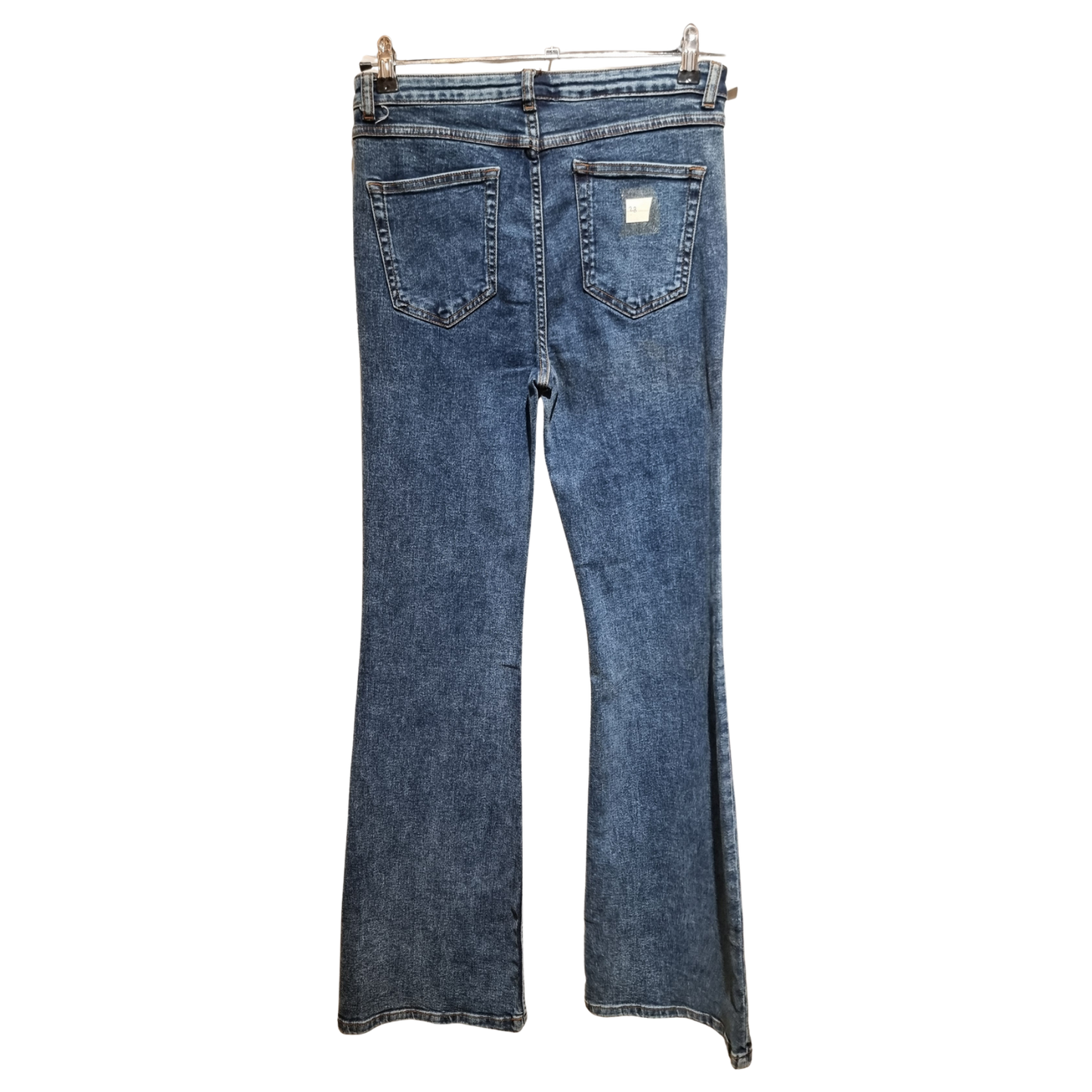 Slim Flare Jeans – Mid-Blue Acid Wash