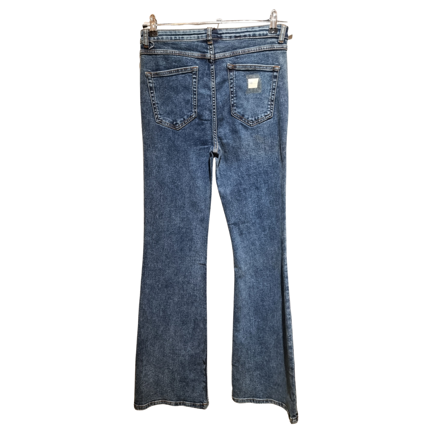 Slim Flare Jeans – Mid-Blue Acid Wash