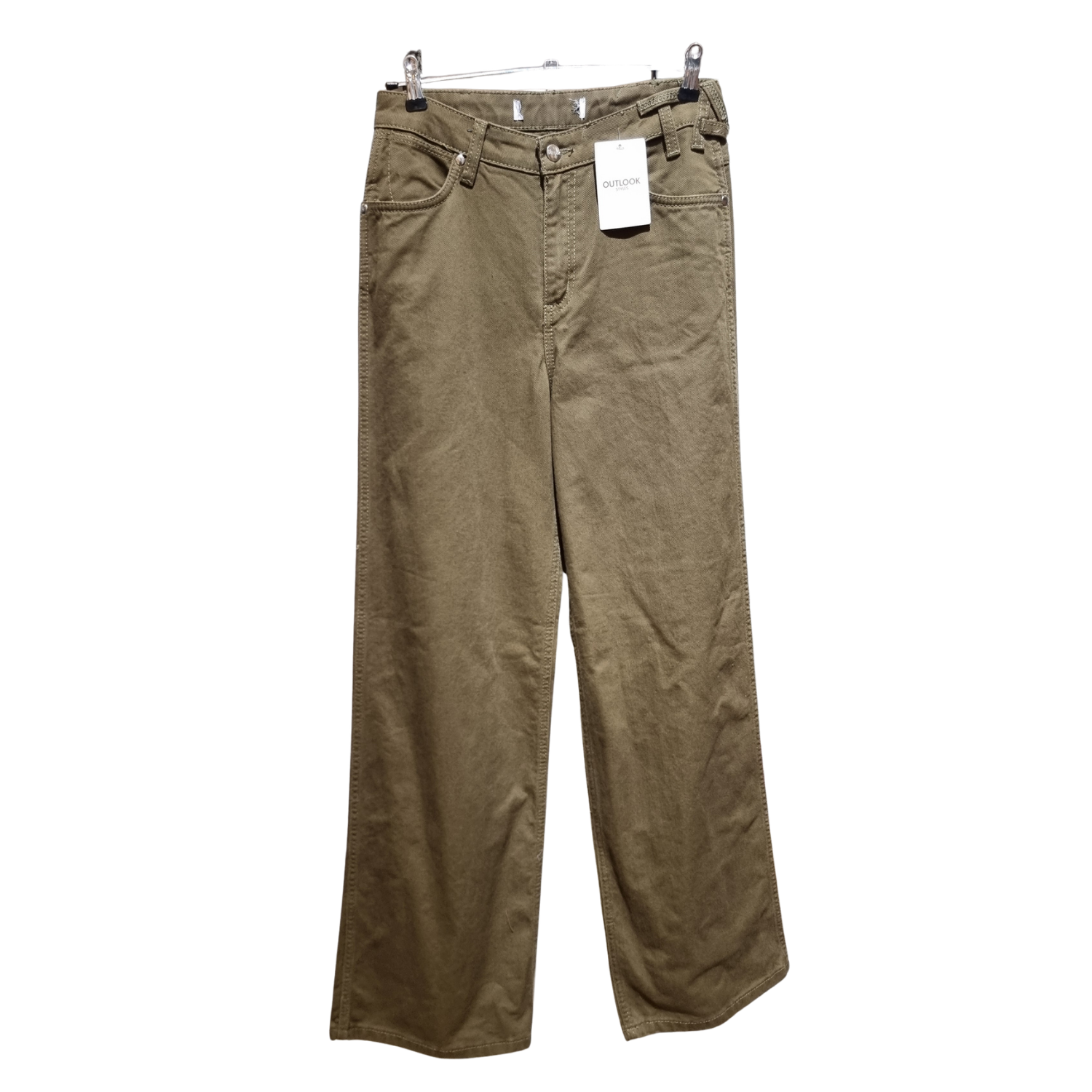 High-Rise Wide-Leg Trousers – Earthy Olive