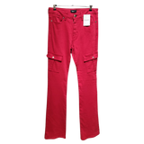 Slim-Fit Cargo Flare Jeans – Radiant Magenta