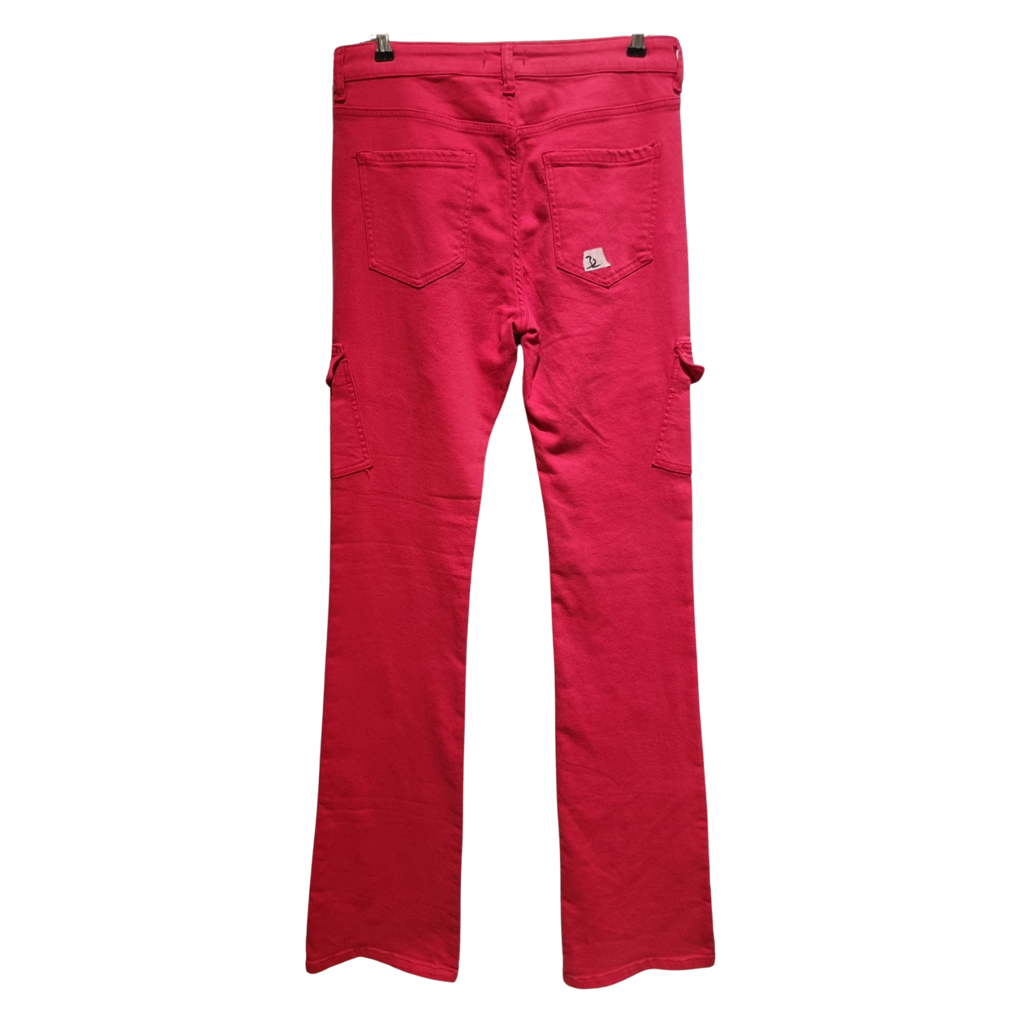 Slim-Fit Cargo Flare Jeans – Radiant Magenta