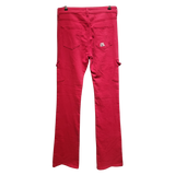 Slim-Fit Cargo Flare Jeans – Radiant Magenta