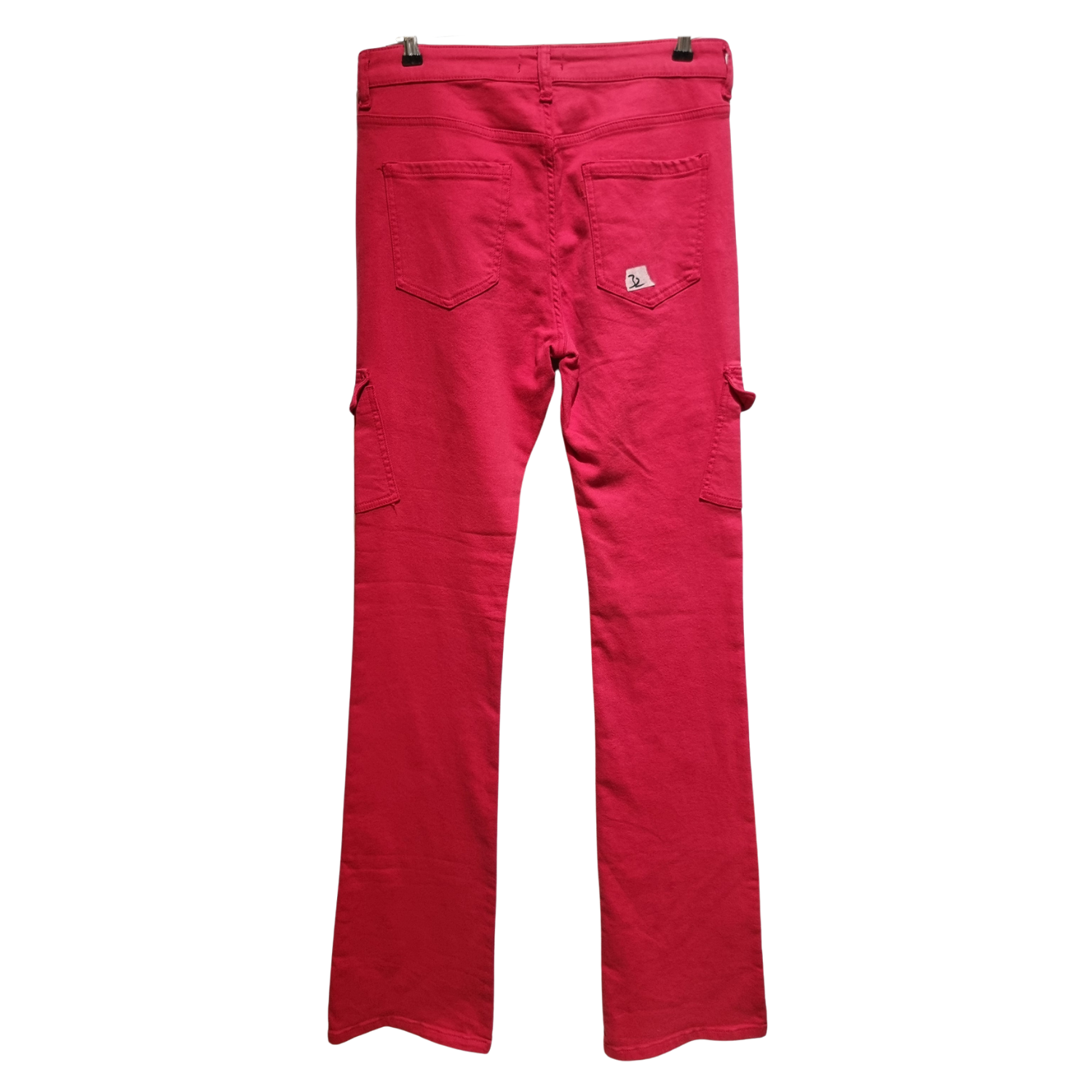 Slim-Fit Cargo Flare Jeans – Radiant Magenta
