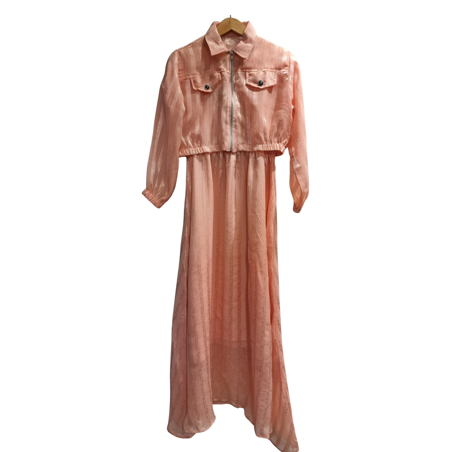 Blush Grace Zip-Front Maxi Dress (U0252)